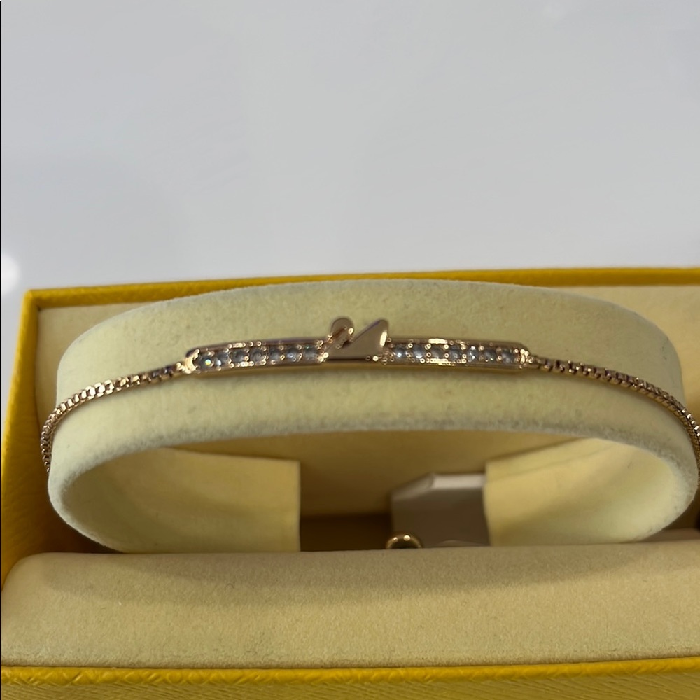 SWAROVSKI SIGNATURE SLIM GOLD Elegant Bracelet with Crystal Accent SLIDER ADJUST